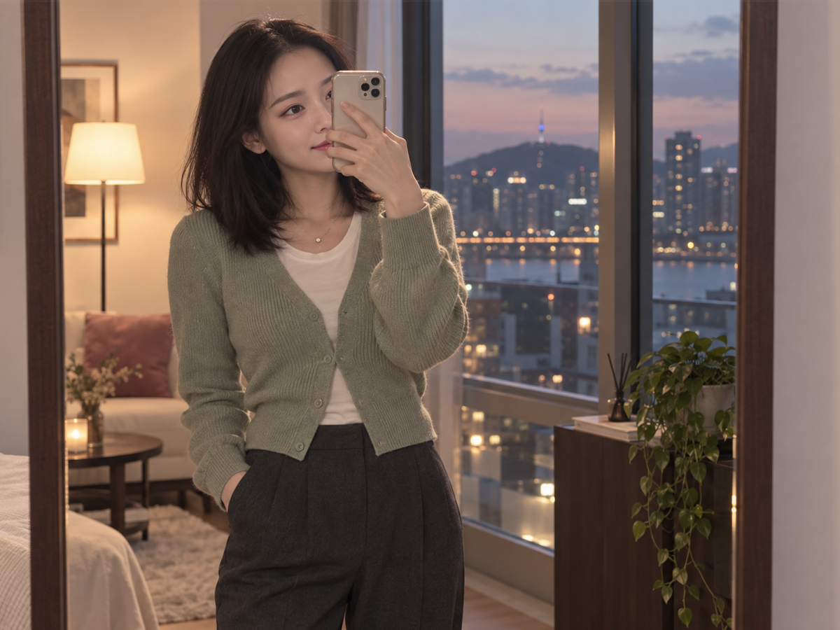 서울특별시 송파구 잠실 이동과 방문 일정을 안내하는 젊은 성인 한국 여성 관리사